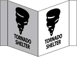 NMC - "Tornado Shelter", 8" Long x 14-1/2" Wide, Rigid Plastic Safety Sign - Rectangle, 0.125" Thick, Use for Accident Prevention - Benchmark Tooling