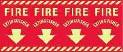 NMC - Fire Extinguisher, Pressure Sensitive Vinyl Fire Sign - 24" Wide x 12" High, Glow-in-the-Dark - Benchmark Tooling