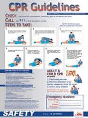 NMC - 18" Wide x 24" High Laminated Paper CPR Information Poster - English - Benchmark Tooling