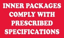 NMC - Inner Packages Comply with Prescribed Specifications DOT Shipping Label - 3" High x 5" Wide - Benchmark Tooling