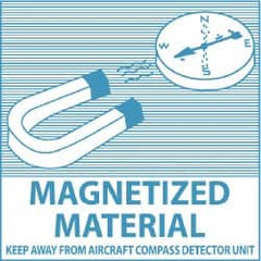 NMC - Magnetized Material - Keep Away From Aircraft Compass Detector Unit DOT Shipping Label - 4" High x 4" Wide - Benchmark Tooling