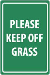 NMC - "Please Keep Off Grass", 18" Long x 12" Wide, Aluminum Safety Sign - Rectangle, 0.04" Thick, Use for Security & Admittance - Benchmark Tooling