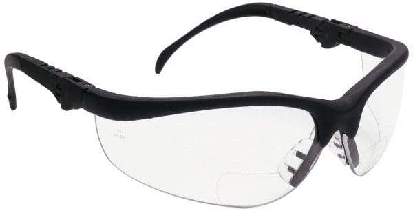 MCR Safety - +1, Clear Lenses, Scratch Resistant, Framed Magnifying Safety Glasses - UV Protection, Adjustable Temples, Black Plastic Frame, ANSI Z87.1+ - Benchmark Tooling