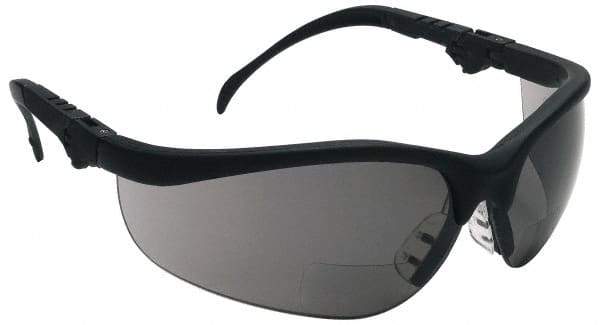 MCR Safety - +2.5, Gray Lenses, Scratch Resistant, Framed Magnifying Safety Glasses - UV Protection, Adjustable Temples, Black Plastic Frame, ANSI Z87.1+ - Benchmark Tooling