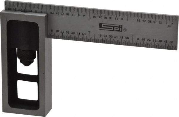 SPI - 4 Inch Long, 4R Double Square - 1/64, 1/32, 1/16 and 1/8 Inch Graduation, Hardened Steel - Benchmark Tooling