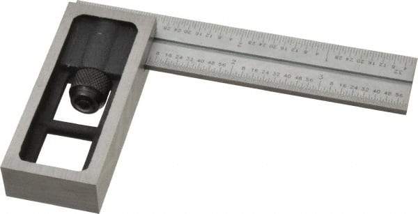 SPI - 4 Inch Long, 16R Double Square - 1/100, 1/64, 1/50 and 1/32 Inch Graduation, Hardened Steel - Benchmark Tooling