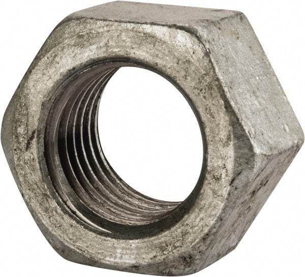 Value Collection - 1-1/4 - 7 UNC Steel Right Hand Hex Nut - 1-7/8" Across Flats, 1-1/16" High, Hot Dipped Galvanized Finish - Benchmark Tooling