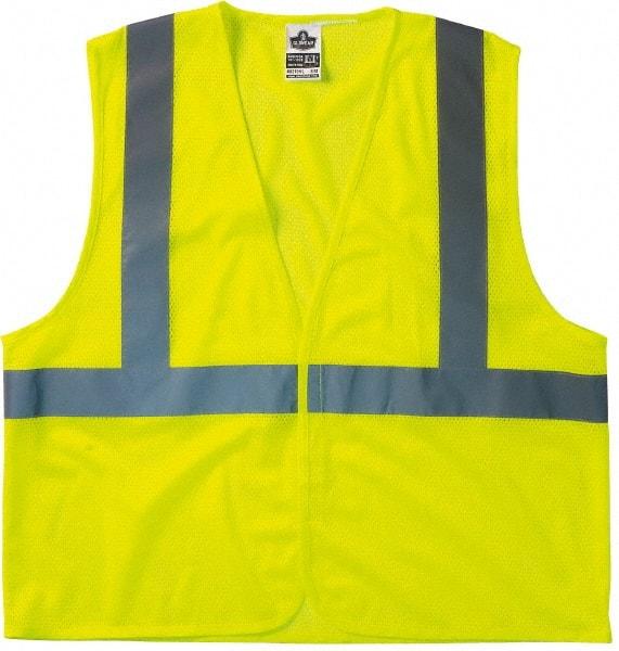 Ergodyne - Size S/M High Visibility Lime Mesh General Purpose Vest - 36 to 44" Chest, ANSI/ISEA 107, Hook & Loop Closure, 1 Pocket, Polyester - Benchmark Tooling