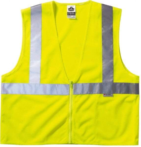 Ergodyne - Size L/XL High Visibility Lime Mesh General Purpose Vest - 44 to 52" Chest, ANSI/ISEA 107, Zipper Closure, 3 Pockets, Polyester - Benchmark Tooling