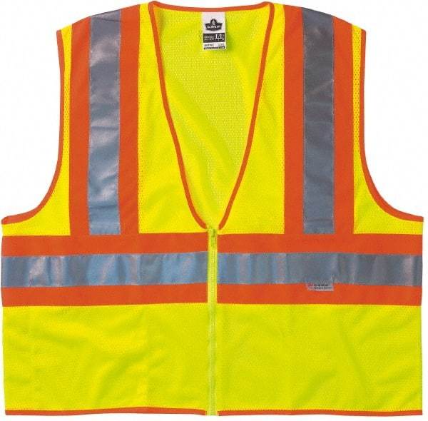 Ergodyne - Size 4X/5XL High Visibility Lime Mesh General Purpose Vest - 58 to 64" Chest, ANSI/ISEA 107, Zipper Closure, 1 Pocket, Polyester - Benchmark Tooling