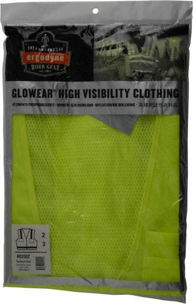 Ergodyne - Size L/XL High Visibility Lime Mesh/Solid Surveyor's Vest - 44 to 52" Chest, ANSI/ISEA 107, Zipper Closure, 6 Pockets, Polyester - Benchmark Tooling