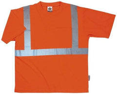 Ergodyne - Size S, Orange, High Visibility, Short Sleeve T-Pocket, - 34 to 36" Chest, 1 Pocket, Polyester - Benchmark Tooling