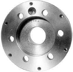 Buck Chuck Company - Adapter Back Plate for 10" Diam Self Centering Lathe Chucks - A1/A2-8 Mount, 3.03" Through Hole Diam, 6.344mm ID, 8.03" OD, 1.032" Flange Height, Steel - Benchmark Tooling