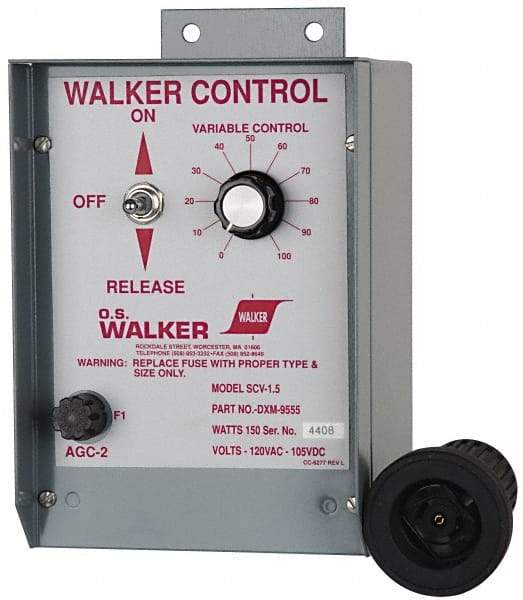 Walker - 150 W, 115 V Electromagnetic Chuck Variable Power Control - Use With Machine Mounting, Not Automatic Release, 110 V, DC Max Output Voltage - Benchmark Tooling