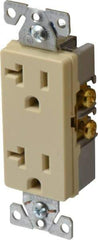 Cooper Wiring Devices - 125 VAC, 20 Amp, 5-20R NEMA Configuration, Ivory, Industrial Grade, Self Grounding Duplex Receptacle - 1 Phase, 2 Poles, 3 Wire, Flush Mount, Chemical and Impact Resistant - Benchmark Tooling