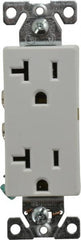 Cooper Wiring Devices - 125 VAC, 20 Amp, 5-20R NEMA Configuration, White, Industrial Grade, Self Grounding Duplex Receptacle - 1 Phase, 2 Poles, 3 Wire, Flush Mount, Chemical and Impact Resistant - Benchmark Tooling