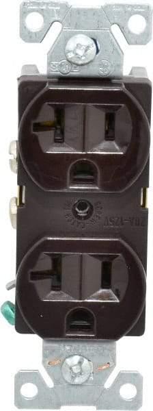 Cooper Wiring Devices - 125 VAC, 20 Amp, 5-20R NEMA Configuration, Brown, Specification Grade, Self Grounding Duplex Receptacle - 1 Phase, 2 Poles, 3 Wire, Flush Mount - Benchmark Tooling