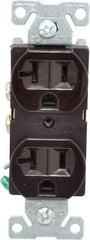 Cooper Wiring Devices - 125 VAC, 20 Amp, 5-20R NEMA Configuration, Brown, Specification Grade, Self Grounding Duplex Receptacle - 1 Phase, 2 Poles, 3 Wire, Flush Mount - Benchmark Tooling