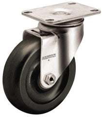 Albion - 4" Diam x 1-1/4" Wide x 5-1/8" OAH Top Plate Mount Swivel Caster - Polypropylene, 300 Lb Capacity, Plain Bearing, 2-1/2 x 3-5/8" Plate - Benchmark Tooling