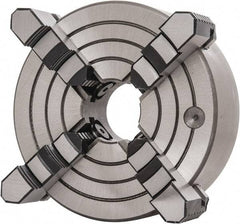 Interstate - 4 Jaws, 8" Diam, Independent Manual Lathe Chuck - D1-5 Mount Spindle, Reversible, 2.165" Through Hole Diam, Cast Iron - Benchmark Tooling