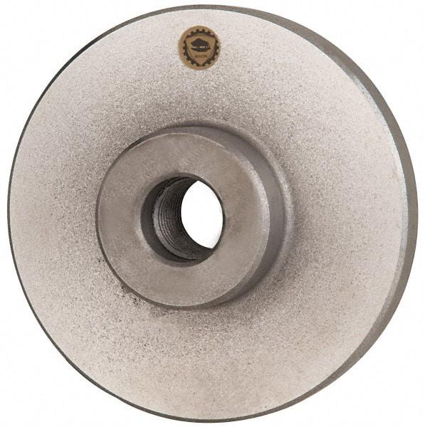 Bison - Adapter Back Plate for 4" Diam Self Centering Lathe Chucks - 1-10 Mount, 1" Through Hole Diam, 2.165mm ID, 4.095" OD, 0.709" Flange Height, Cast Iron - Benchmark Tooling