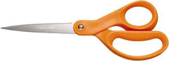 Fiskars - 3-13/32" LOC, 8-1/2" OAL Stainless Steel Standard Shears - Ambidextrous, Plastic Straight Handle, For General Purpose Use - Benchmark Tooling