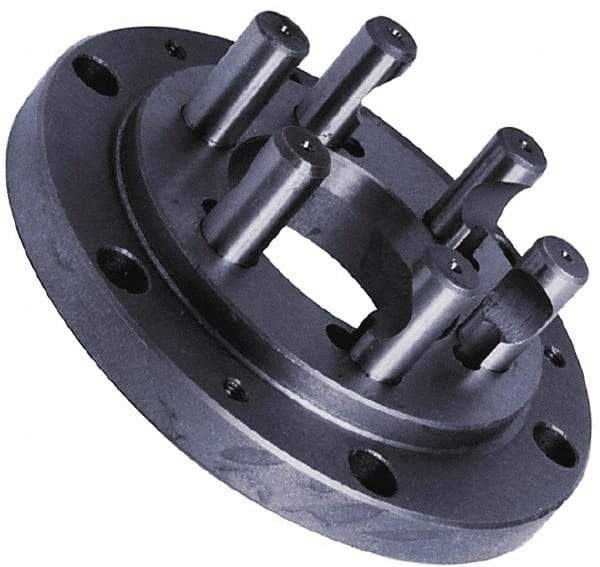 Buck Chuck Company - Adapter Back Plate for 8" Diam Self Centering Lathe Chucks - D1-6 Mount, 2-1/2" Through Hole Diam, 4.73mm ID, 8.13" OD, 1.412" Flange Height, Steel - Benchmark Tooling