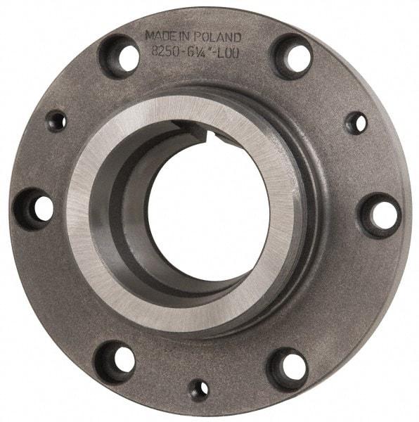 Bison - Adapter Back Plate for 10" Diam Self Centering Lathe Chucks - L-2 Mount, 4.29" Through Hole Diam, 9.88" OD, 0.83" Flange Height, Cast Iron - Benchmark Tooling