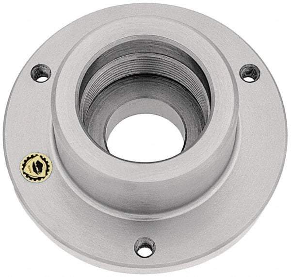 Bison - Adapter Back Plate for 8" Diam Self Centering Lathe Chucks - 2-1/4 - 8 Mount, 2.26" Through Hole Diam, 4.33mm ID, 8" OD, 0.59" Flange Height, Steel - Benchmark Tooling