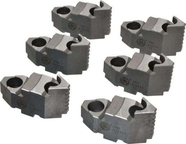 Bison - 6-1/4 to 6" Chuck Diam Compatibility, Steel Tongue & Groove Hard Lathe Top Jaws - 0.984" Wide x 2.638" Long x 1.634" High - Benchmark Tooling