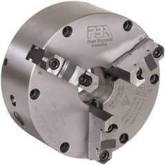 Pratt Burnerd America - 3 Jaws, 15" Diam, Self Centering Manual Lathe Chuck - Plain Back Mount Spindle, Adjustable, Reversible, 2,000 Max RPM, 4.56" Through Hole Diam, Forged Steel - Benchmark Tooling