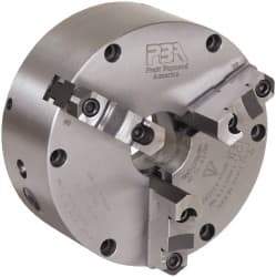 Pratt Burnerd America - 3 Jaws, 10" Diam, Self Centering Manual Lathe Chuck - Plain Back Mount Spindle, Adjustable, Reversible, 3,300 Max RPM, 3" Through Hole Diam, Forged Steel - Benchmark Tooling