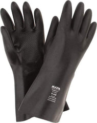 MAPA Professional - Size L (9), 14" Long, 30 mil Thick, Neoprene Chemical Resistant Gloves - Textured Finish, Gauntlet Cuff, Black - Benchmark Tooling