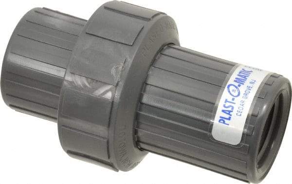 Plast-O-Matic - 1" PVC Check Valve - Inline, FNPT x FNPT, 150 WOG - Benchmark Tooling