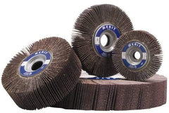 Merit Abrasives - 6" Diam, 240 Grit Ceramic Unmounted Flap Wheel - 1" Hole, 2" Wide, Coated, Very Fine Grade, 6,000 Max RPM , Cloth Backing - Benchmark Tooling