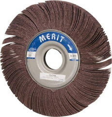 Merit Abrasives - 10" Diam, 60 Grit Aluminum Oxide Unmounted Flap Wheel - 1-3/4" Hole, 1" Wide, Coated, Medium Grade, 4,500 Max RPM , Cloth Backing - Benchmark Tooling