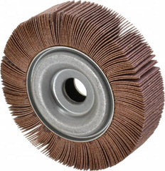 Merit Abrasives - 4" Diam, 120 Grit Aluminum Oxide Unmounted Flap Wheel - 5/8" Hole, 1" Wide, Coated, Fine Grade, 12,000 Max RPM , Cloth Backing - Benchmark Tooling