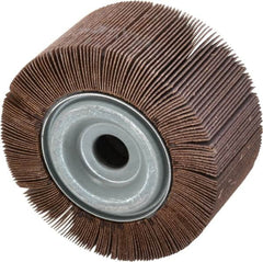 Merit Abrasives - 4" Diam, 120 Grit Aluminum Oxide Unmounted Flap Wheel - 5/8" Hole, 2" Wide, Coated, Fine Grade, 12,000 Max RPM , Cloth Backing - Benchmark Tooling
