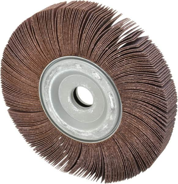 Merit Abrasives - 8" Diam, 60 Grit Aluminum Oxide Unmounted Flap Wheel - 1" Hole, 1" Wide, Coated, Medium Grade, 4,500 Max RPM , Cloth Backing - Benchmark Tooling