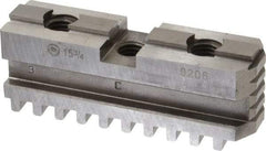 Bison - 15-3/4 to 16" Chuck Diam Compatibility, Steel Tongue & Groove Hard Lathe Master Jaws - 3/4" Groove Width, 1.4173" Wide x 5.1181" Long - Benchmark Tooling