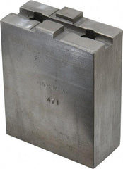 H & R Manufacturing - 5 to 6" Chuck Capacity, Tongue & Groove Attachment, Square Soft Lathe Chuck Jaw - Steel, 1-1/2" Btw Mount Hole Ctrs, 2-5/8" Long x 1-1/4" Wide x 3-3/8" High, 5/16" Groove - Benchmark Tooling