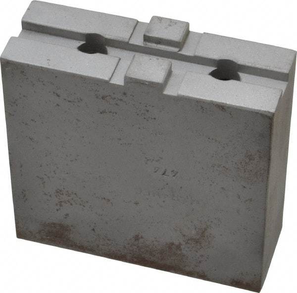 H & R Manufacturing - 8" Chuck Capacity, Tongue & Groove Attachment, Square Soft Lathe Chuck Jaw - Steel, 1-3/4" Btw Mount Hole Ctrs, 3-1/2" Long x 1-1/4" Wide x 3-3/8" High, 5/16" Groove - Benchmark Tooling