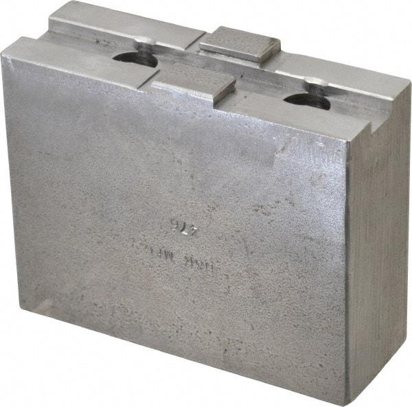 H & R Manufacturing - 10" Chuck Capacity, Tongue & Groove Attachment, Square Soft Lathe Chuck Jaw - Steel, 2-1/8" Btw Mount Hole Ctrs, 4-1/4" Long x 1-1/2" Wide x 3-3/8" High, 1/2" Groove - Benchmark Tooling