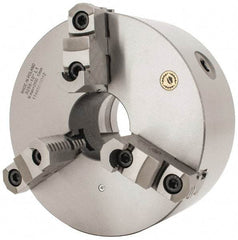 Bison - 3 Jaws, 10" Diam, Self Centering Manual Lathe Chuck - L-1 Mount Spindle, Reversible, 2,000 Max RPM, 2.9921" Through Hole Diam, 0.001" Axial Runout, 0.0016" Radial Runout, Cast Iron - Benchmark Tooling