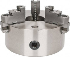 Interstate - 3 Jaws, 8" Diam, Self Centering Manual Lathe Chuck - D1-4 Mount Spindle, Reversible, 1.9685" Through Hole Diam, Cast Iron - Benchmark Tooling