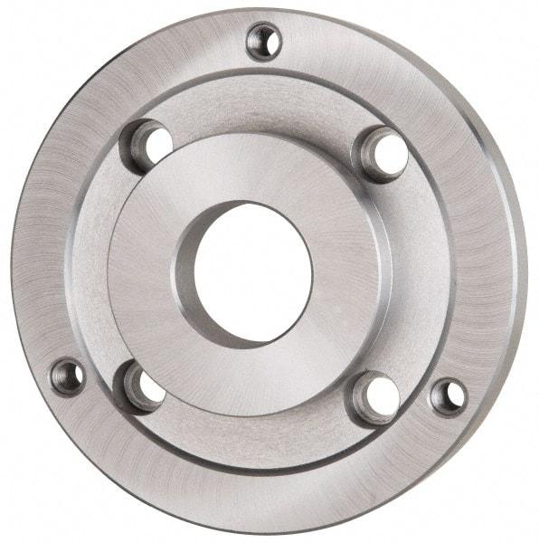 Bison - Adapter Back Plate for 12-1/2" Diam Self Centering Lathe Chucks - A2-8 Mount, 4.055" Through Hole Diam, 7.076mm ID, 12.04" OD, 1.07" Flange Height, Steel - Benchmark Tooling