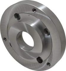 Bison - Adapter Back Plate for 8" Diam Self Centering Lathe Chucks - A2-6 Mount, 2.165" Through Hole Diam, 4.33mm ID, 7.87" OD, 1.11" Flange Height, Steel - Benchmark Tooling