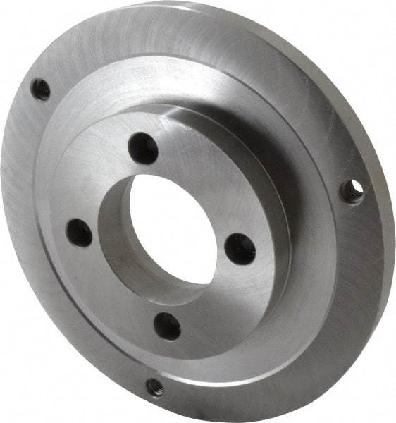 Bison - Adapter Back Plate for 10" Diam Self Centering Lathe Chucks - A2-5 Mount, 2.922" Through Hole Diam, 5.708mm ID, 9.84" OD, 3/4" Flange Height, Steel - Benchmark Tooling