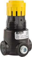 Parker - 1/4 NPT Port, 15 CFM, Zinc Miniature Regulator - 2 to 125 psi Range, 300 Max psi Supply Pressure, 1/8" Gauge Port Thread, 1.65" Wide x 2.88" High - Benchmark Tooling