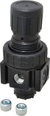 Parker - 1/4 NPT Port, 30 CFM, Zinc Economy Regulator - 2 to 125 psi Range, 300 Max psi Supply Pressure, 1/4" Gauge Port Thread, 2" Wide x 4.44" High - Benchmark Tooling